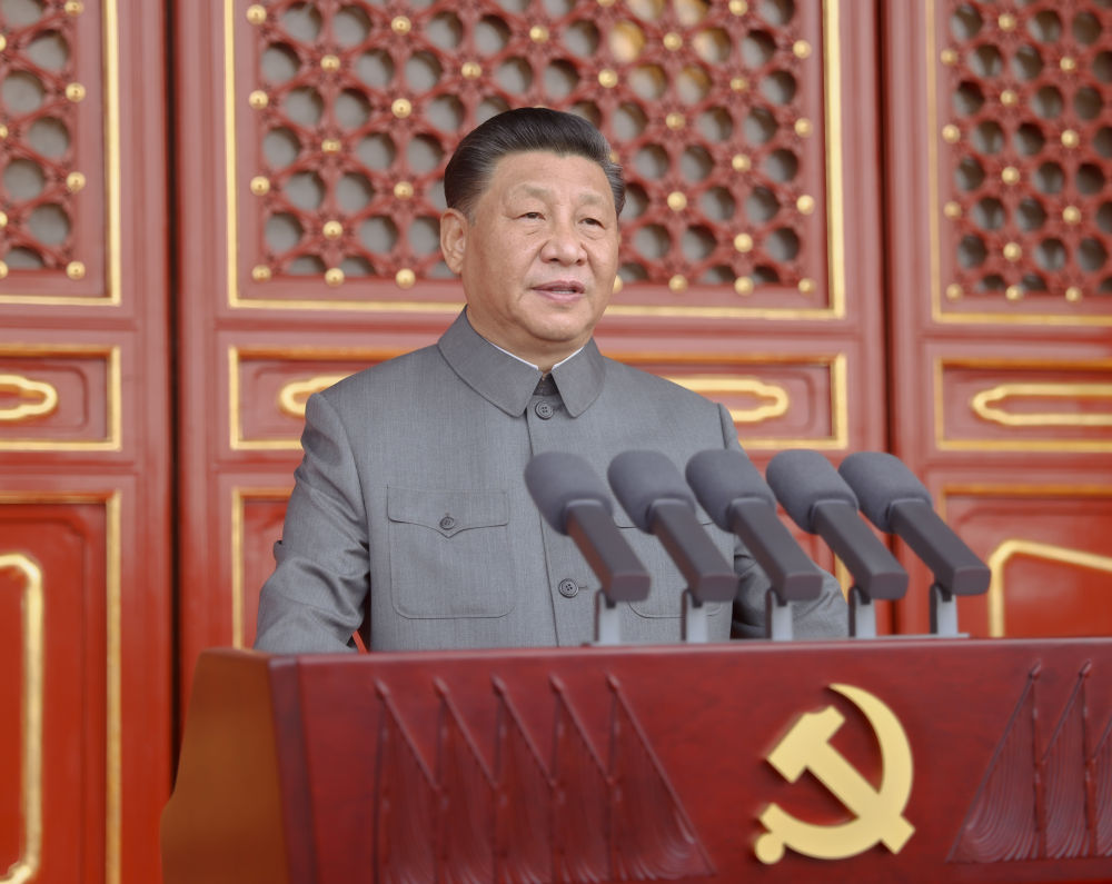 2021年7月1日，慶祝中國(guó)共產(chǎn)黨成立100周年大會(huì)在北京天安門廣場(chǎng)隆重舉行。習(xí)近平發(fā)表重要講話。新華社記者 鞠鵬 攝