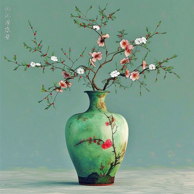 用AI繪畫工具制作的梅花“九九消寒圖”。制作：李世奇、孟揚