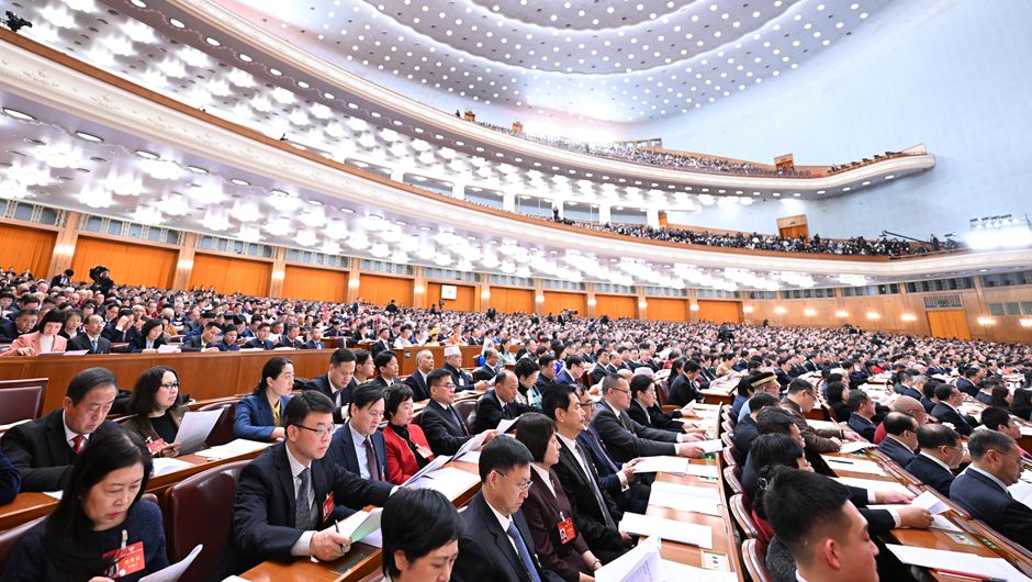3月4日，中國人民政治協商會議第十四屆全國委員會第二次會議在北京人民大會堂開幕。新華社記者 謝環馳 攝