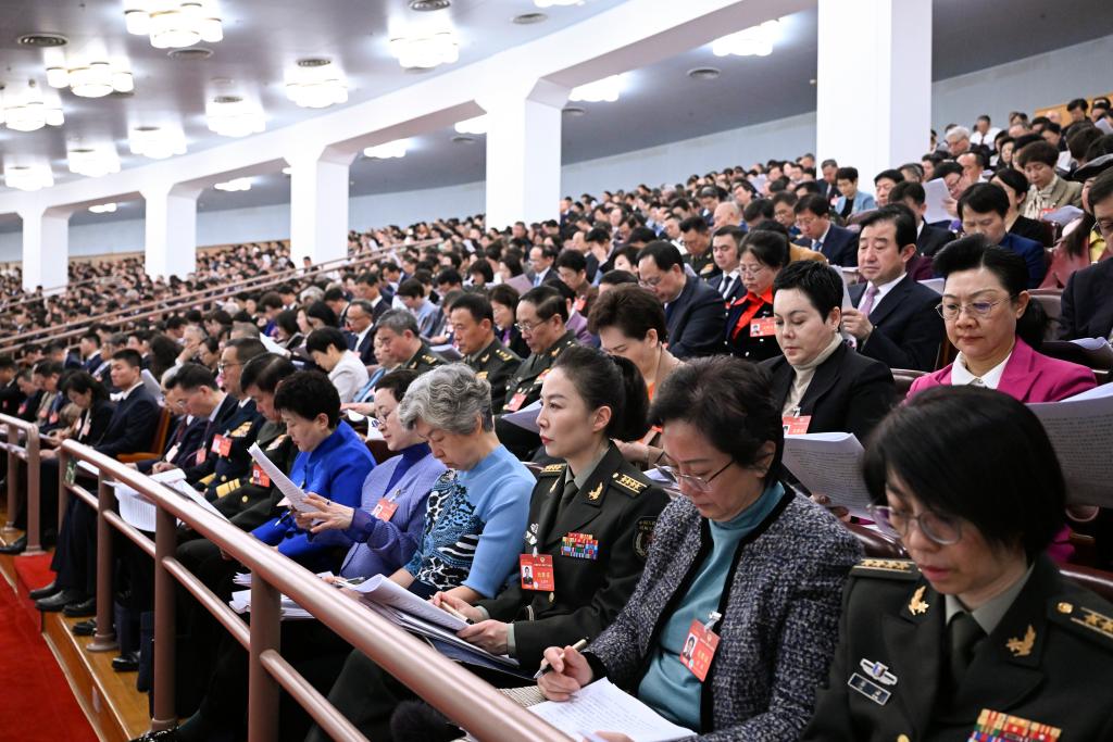 3月5日，第十四屆全國人民代表大會(huì)第二次會(huì)議在北京人民大會(huì)堂開幕。這是全國政協(xié)委員列席大會(huì)。新華社記者 申宏 攝