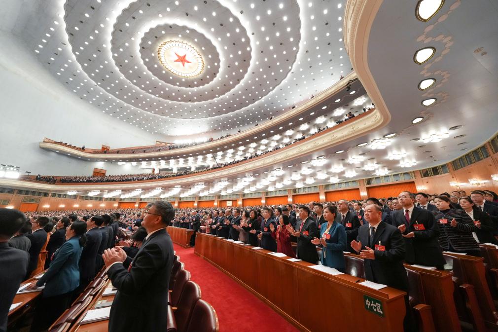 3月5日，第十四屆全國人民代表大會(huì)第二次會(huì)議在北京人民大會(huì)堂開幕。新華社記者 王毓國 攝