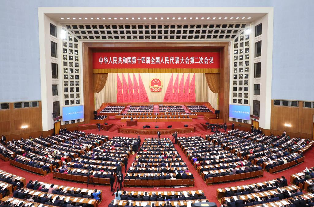 3月5日，第十四屆全國人民代表大會(huì)第二次會(huì)議在北京人民大會(huì)堂開幕。新華社記者 丁海濤 攝