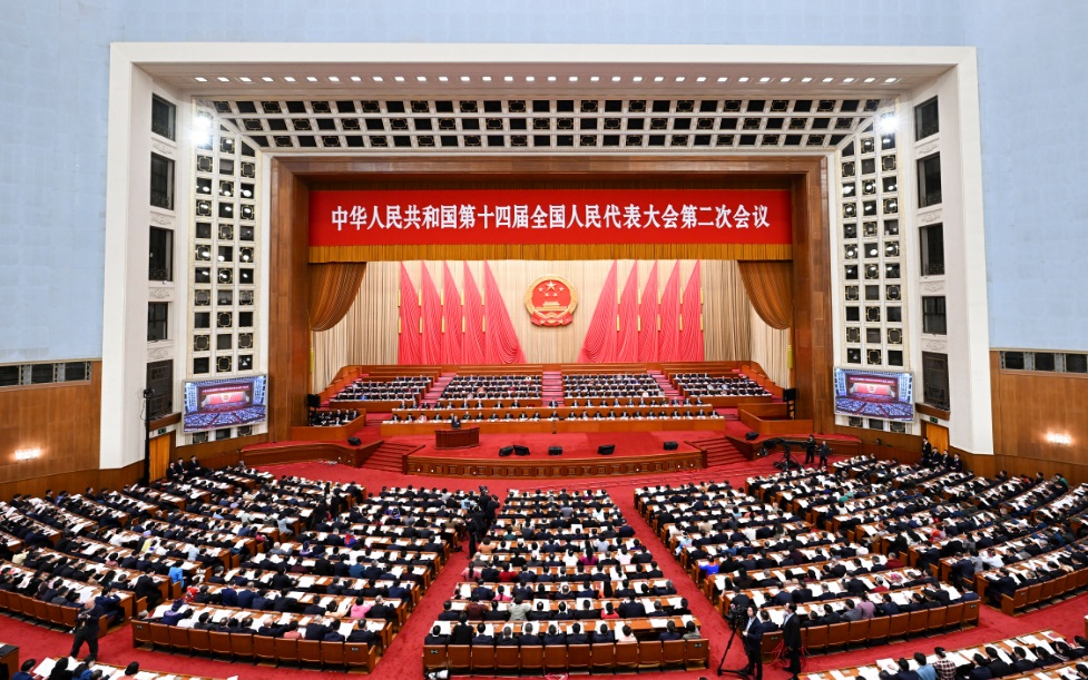 3月8日，十四屆全國人大二次會(huì)議在北京人民大會(huì)堂舉行第二次全體會(huì)議。 新華社記者 張領(lǐng) 攝