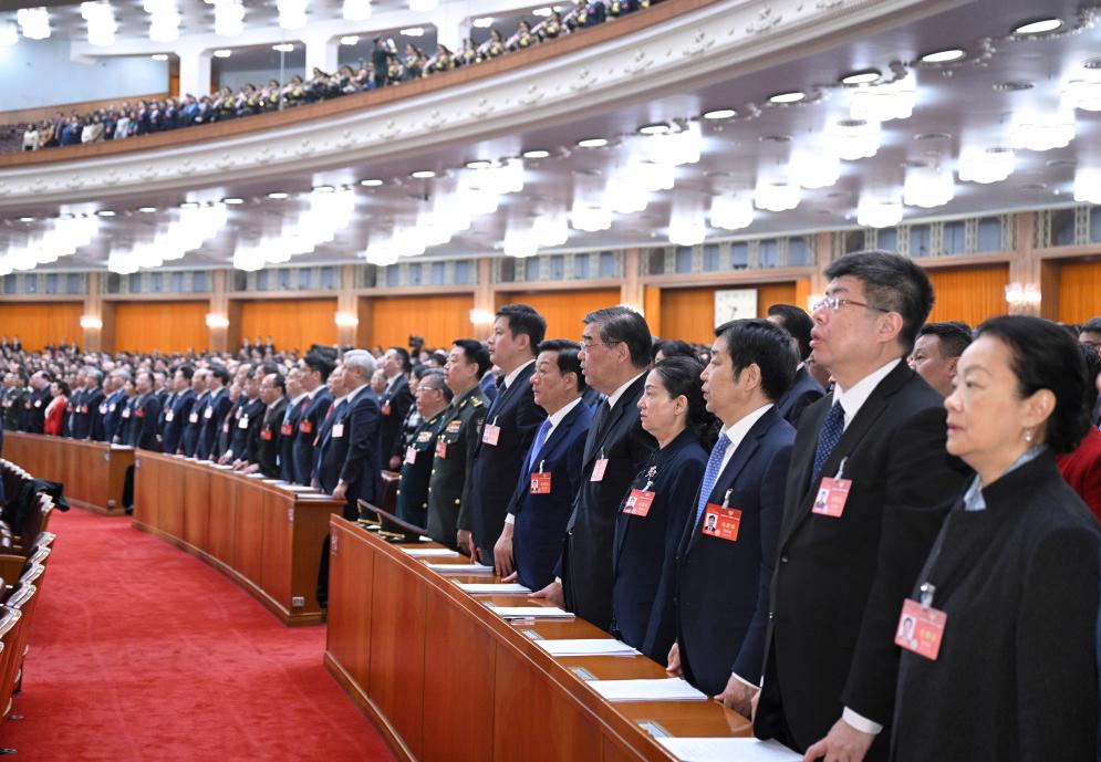 3月10日，中國人民政治協(xié)商會議第十四屆全國委員會第二次會議在北京人民大會堂舉行閉幕會。新華社記者 李學(xué)仁 攝