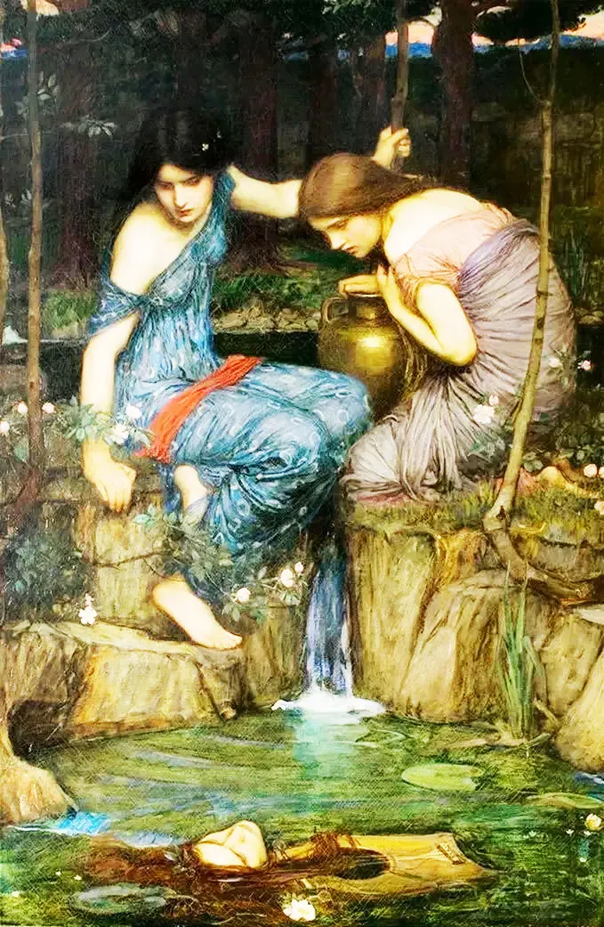 英國畫家沃特豪斯的《發(fā)現俄耳甫斯頭顱的仙女們》，圖片來源：Bing