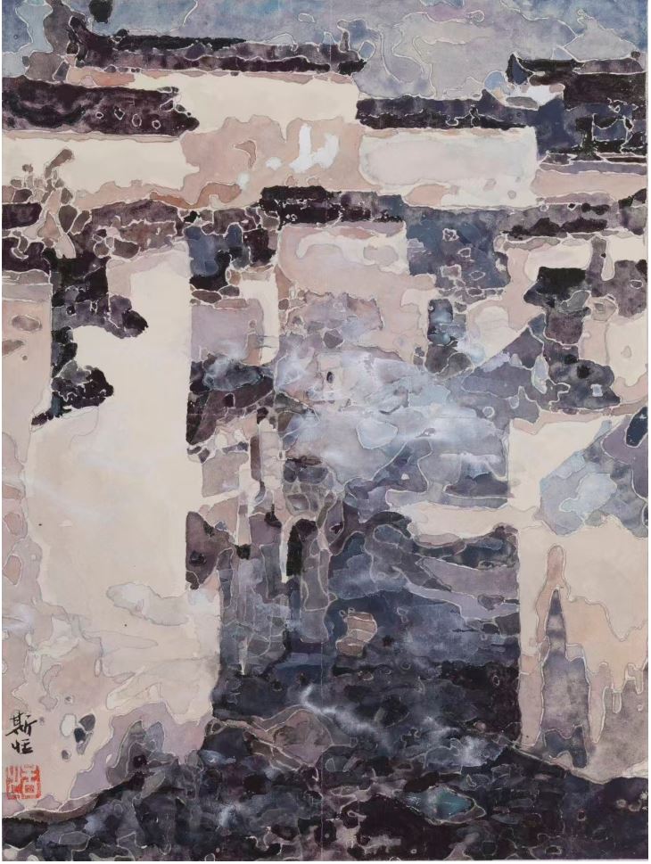 邢斯恬《安徽查濟古鎮寫生》64x50cm