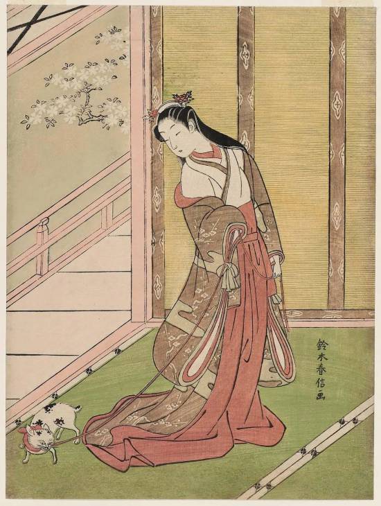 鈴木春信「女三宮と貓」，1767–68&nbsp;&nbsp;ACCESSION NUMBER: 21.4654