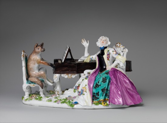 福斯蒂娜·博爾多尼和狐貍（Faustina Bordoni and Fox），陶瓷擺件，德國，約1743年